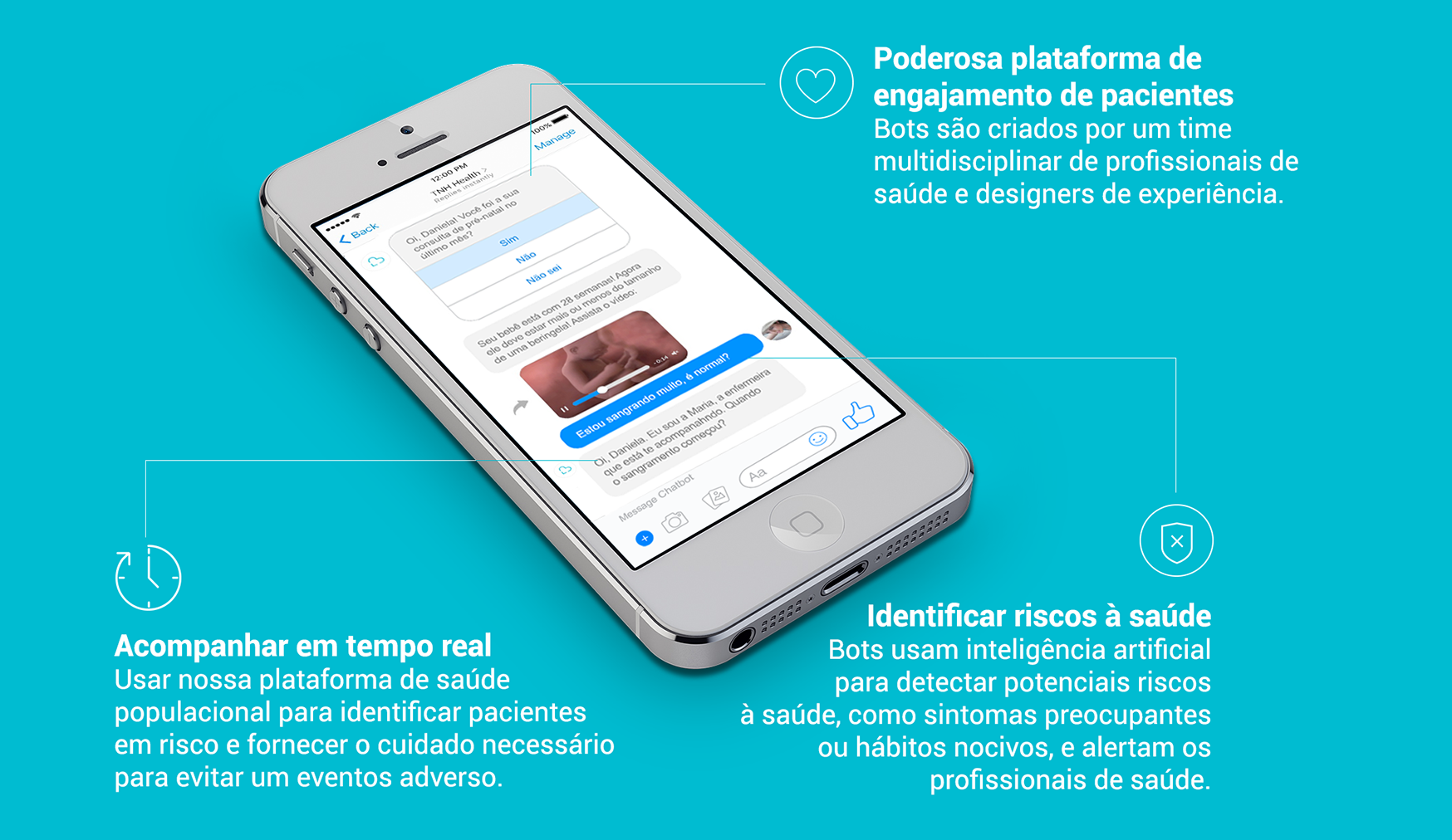 Smartphone com demonstração de chatbot no Facebook Messenger e benefícios deste canal para comunicação